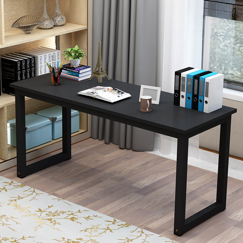 定制电脑桌长方形黑色办公桌学习桌书桌1.4米1.6钢木桌子180cm2米