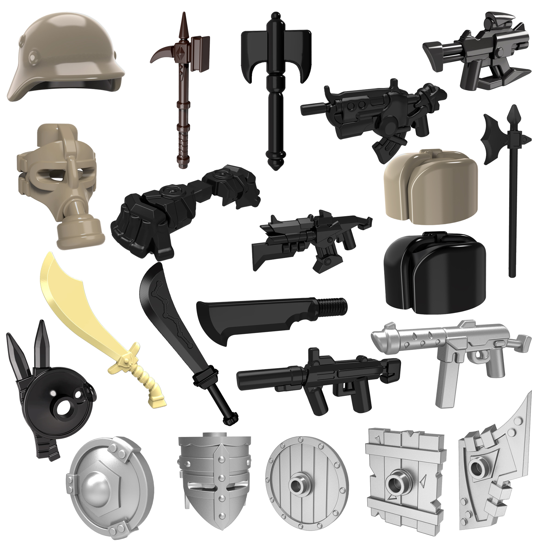 兼容乐高小人仔玩具中古罗马士兵军事武器配件头盔枪积木拼装玩具
