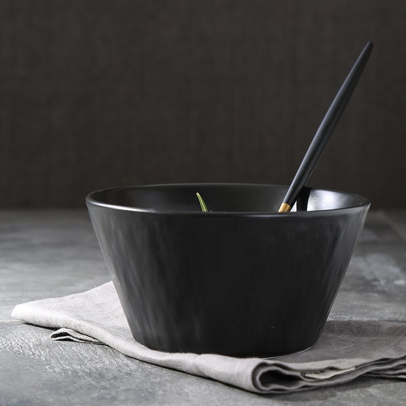 黑色碗猫咪陶瓷碗饭碗家用2024新款面碗简约好看的创意吃饭高级感