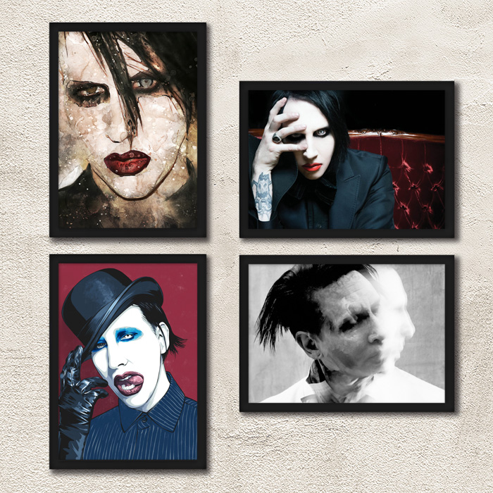 Marilyn Manson装饰画海报 曼森带框哥特艺术画 酒吧家居照片墙画