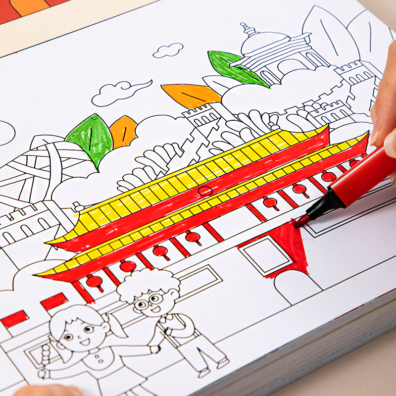 儿童涂色绘画画本3到6岁以上水彩涂鸦图画书工具套装颜色填充玩具
