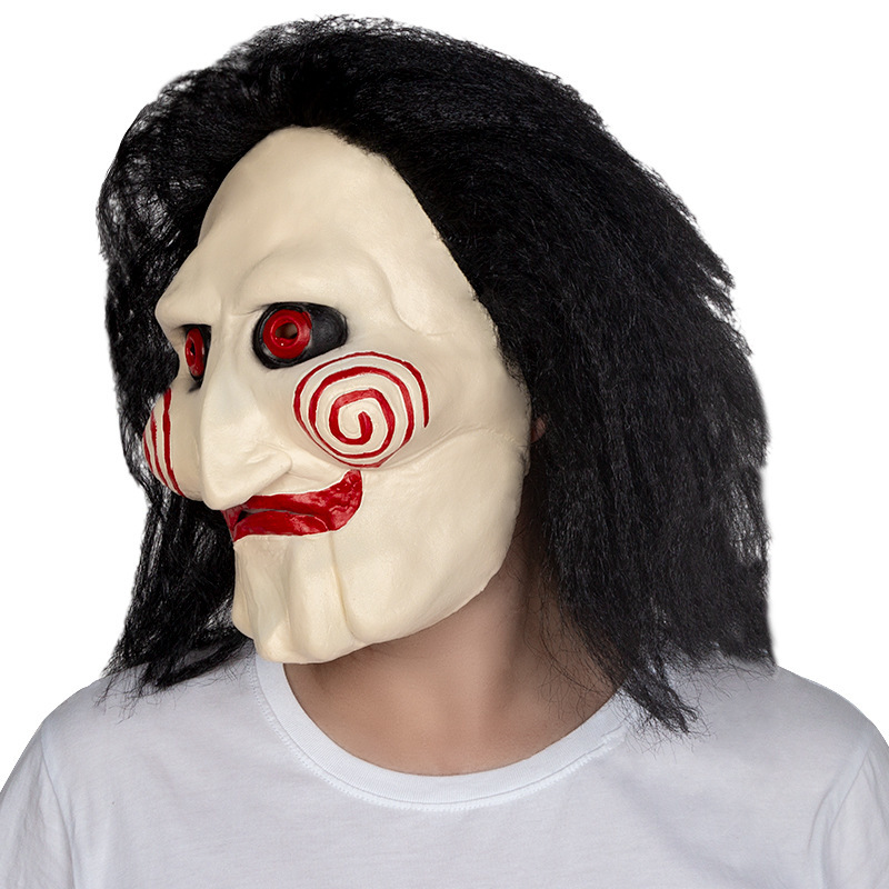 SAW电锯惊魂主题恐怖万圣节面具 电锯杀手乳胶面具派对 小丑头套