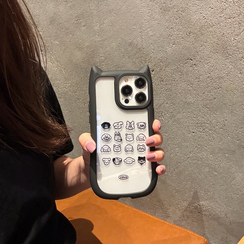 透明立体猫耳朵小卡通头像适用苹果15promax手机壳iphone13新款14pro女款12创意日韩个性潮网红超火全包硬壳