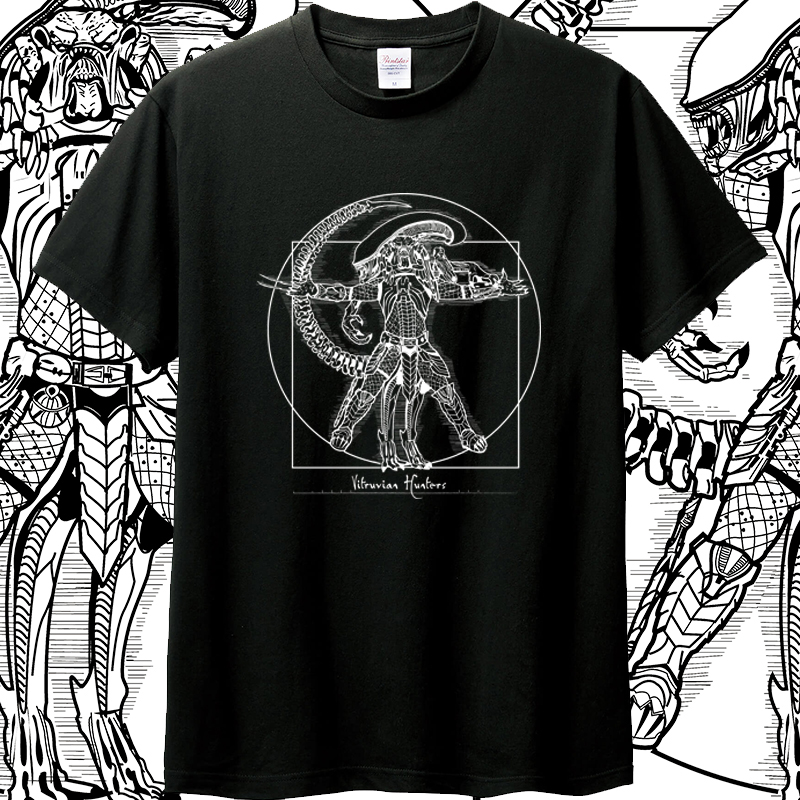 铁血战士异形短袖T恤 达芬奇手绘素描科幻普罗米修斯纯棉半袖圆领