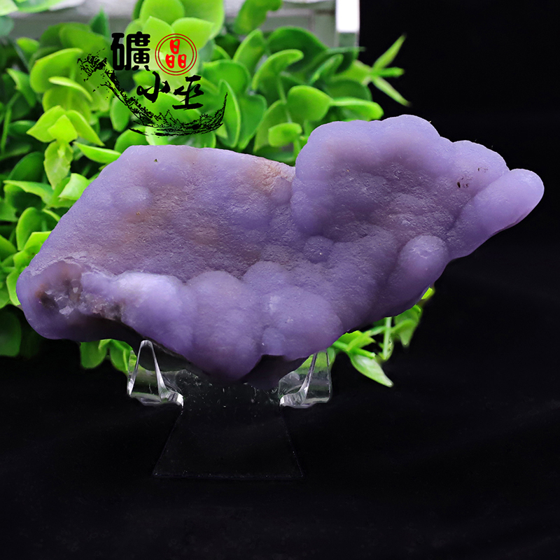 紫色萤石假象玛瑙状标本矿物晶体原石观赏收藏摆件货配底座26