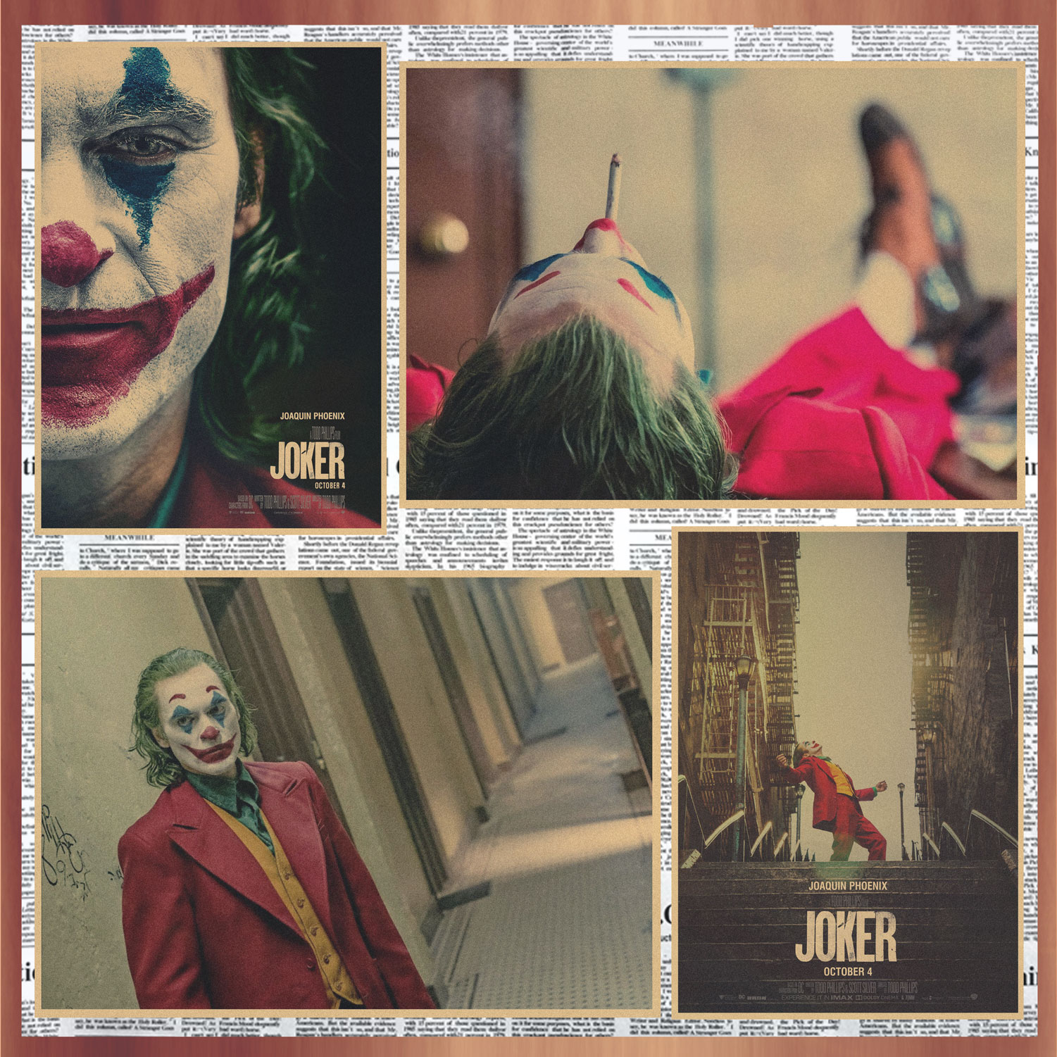 小丑Joker 电影海报 酒吧咖啡厅复古牛皮纸装饰墙画壁画340