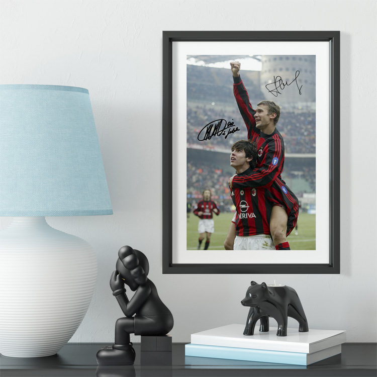 米兰经典照片卡卡舍瓦庆祝瞬间纪念相框球迷礼 足球公园球馆装饰