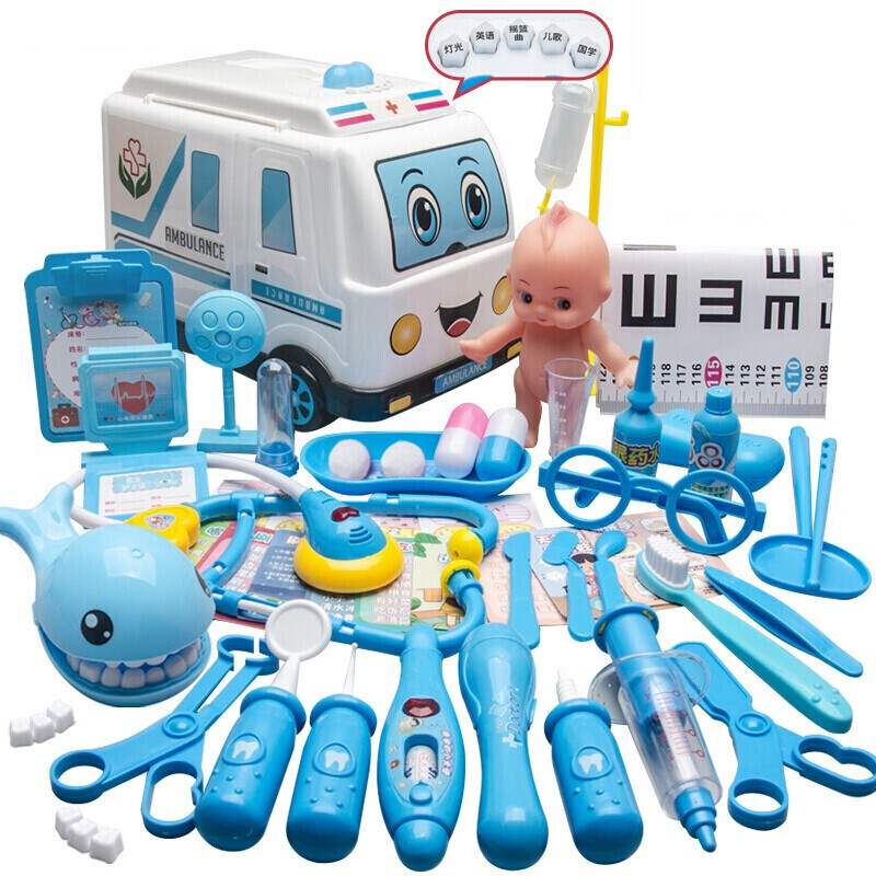 爸爸妈妈儿童小医生玩具套装过家家救护车玩具护士打针听诊器医院