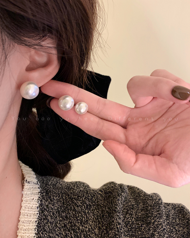 馒头大珍珠耳钉女高端法式复古养耳洞耳环2024新款爆款高级感耳饰