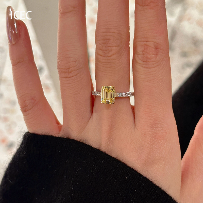 轻奢时尚方形黄钻戒指女冷淡风高级感指环法式小众设计感个性尾戒