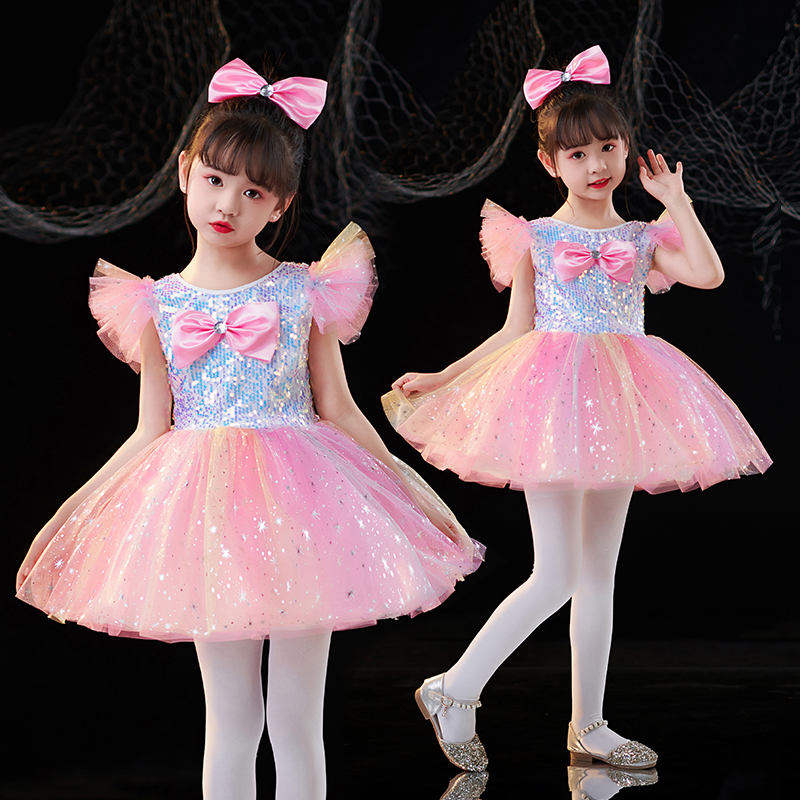 六一儿童蓬蓬裙演出服亮片纱裙女童公主裙可爱幼儿园舞蹈表演服