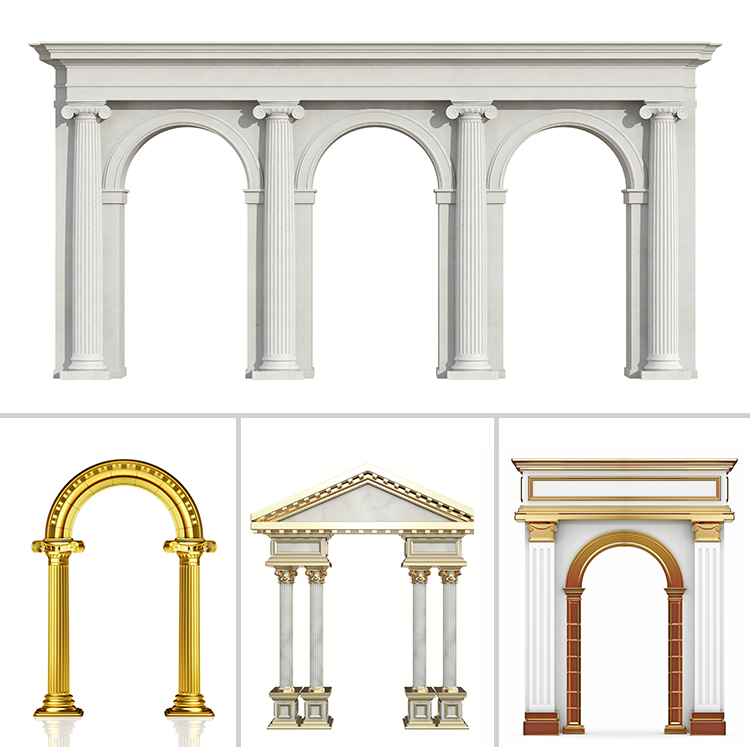 欧式华丽白色金色拱门立柱罗马柱JPG高清背景图片素材