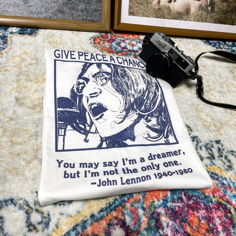 VINTAGE 复古美式 john lennon 约翰列侬80s复刻T恤Imagine纯棉
