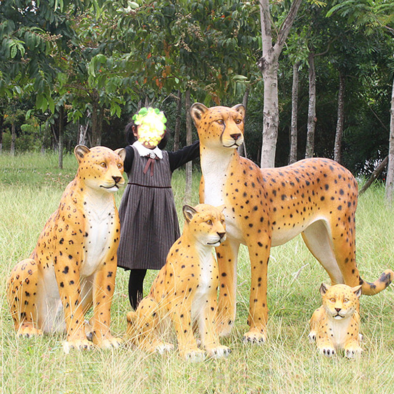 大型动物摆件仿真老虎狮子豹子玻璃钢雕塑户外公园林美陈景观创意