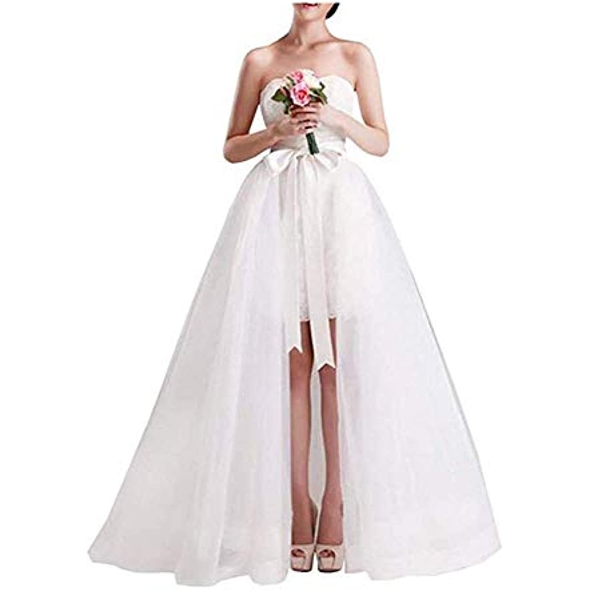 高货速发新娘婚纱礼服可拆卸网纱半身裙白色舞台走秀个人写真影楼