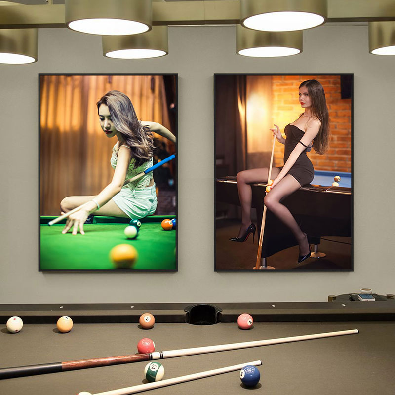 台球厅装饰画性感美女人物桌球室挂画斯诺克俱乐部棋牌室墙面壁画