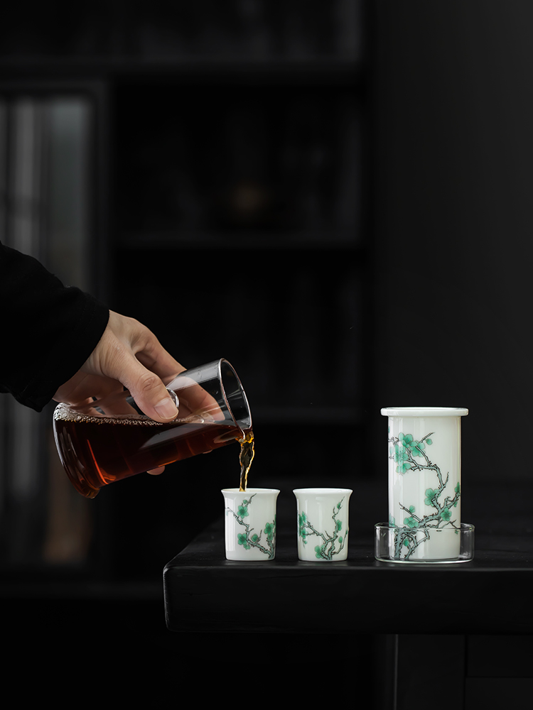 销红茶冲茶器套装一壶两杯玻璃壶陶瓷过滤双耳泡茶器懒人功夫茶品