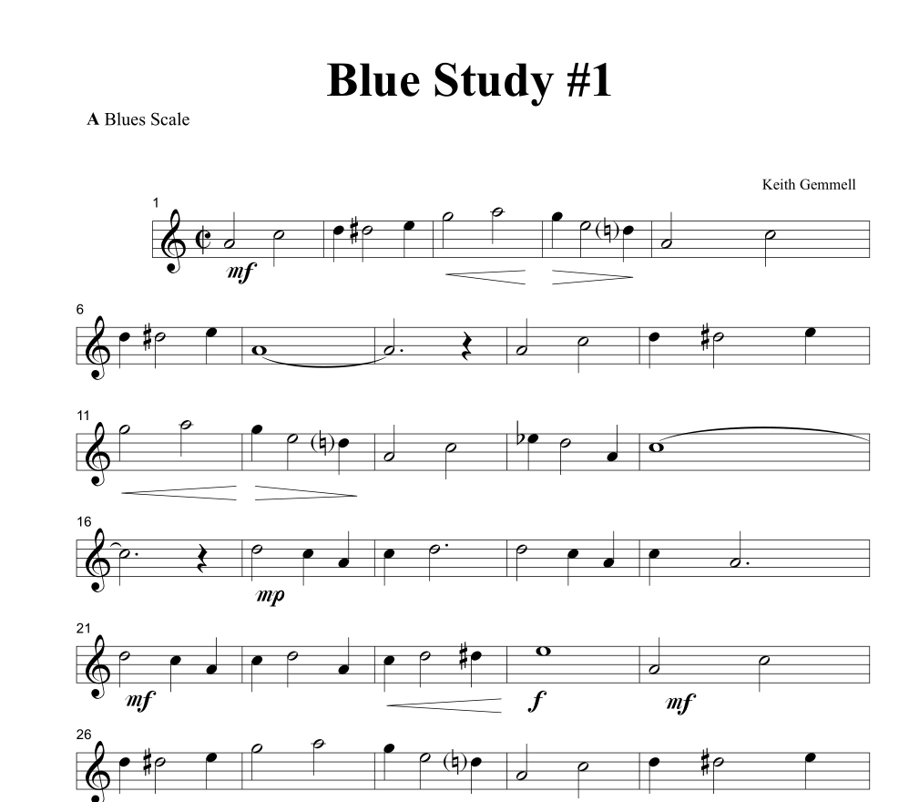 蓝调布鲁斯研究Keith Gemmell - Blue Study萨克斯乐谱12个调练习
