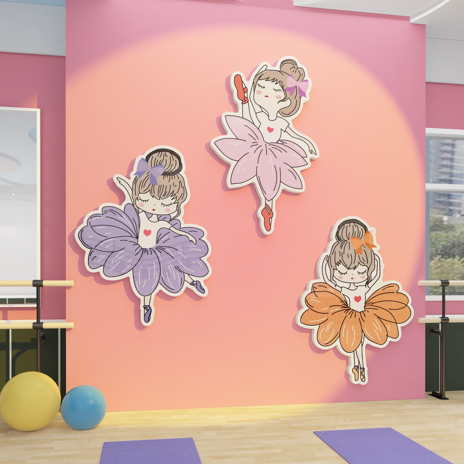 舞蹈房墙面装饰儿童艺术培训机构学校舞蹈教室布置文化背景墙贴纸