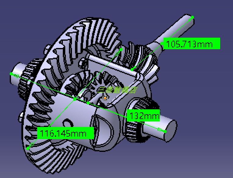 汽车轿车差速器主减速器3D三维几何数模型锥齿轮差动齿轮箱stp