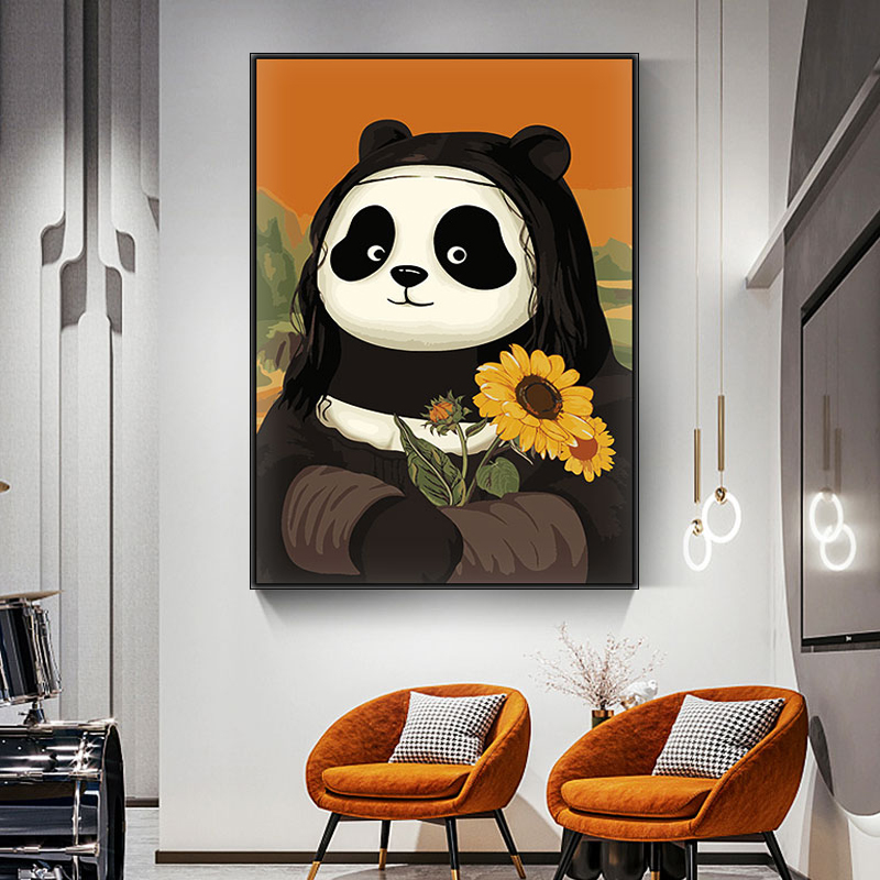 钻石画满钻小件客厅玄关熊猫十字绣2021新款绣卡通动漫向日葵现代