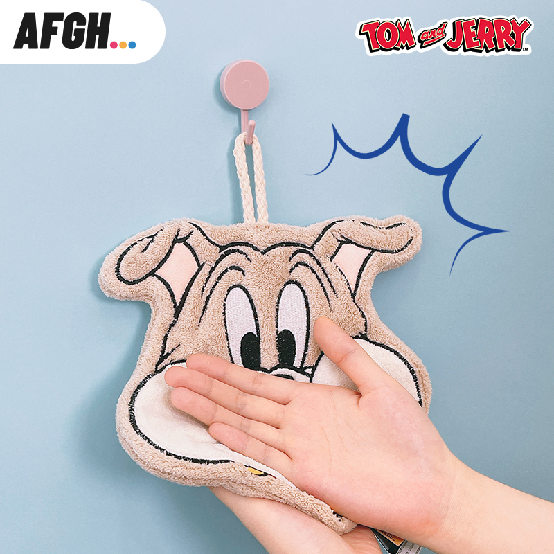 AFGH正版猫和老鼠斯派克头像擦手巾刺绣双面吸水厨房浴室
