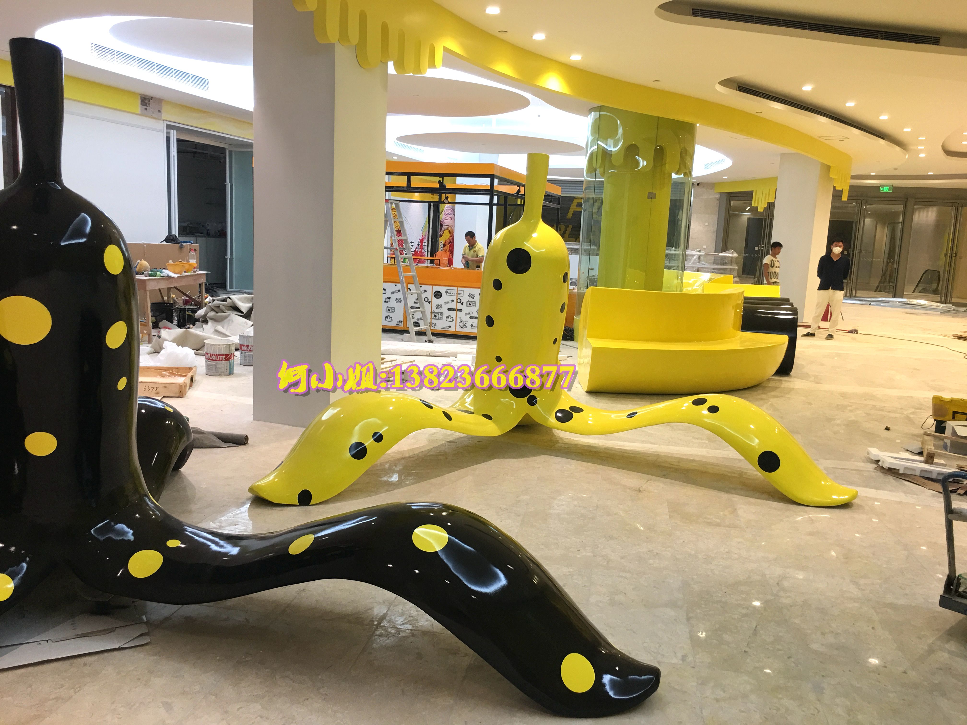 商场购物中心等候休息椅子玻璃钢创意水果香蕉皮休闲座椅美陈装置