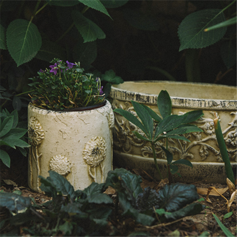 新品出口欧美手工制作复古超大口径种植花盆红陶粗陶花园庭院装饰