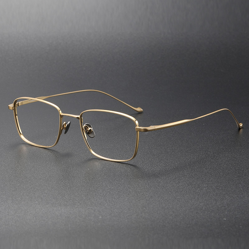 日系眼镜超轻纯钛方框全镜架黑金多边形镜框龚俊同款和弦Chord F