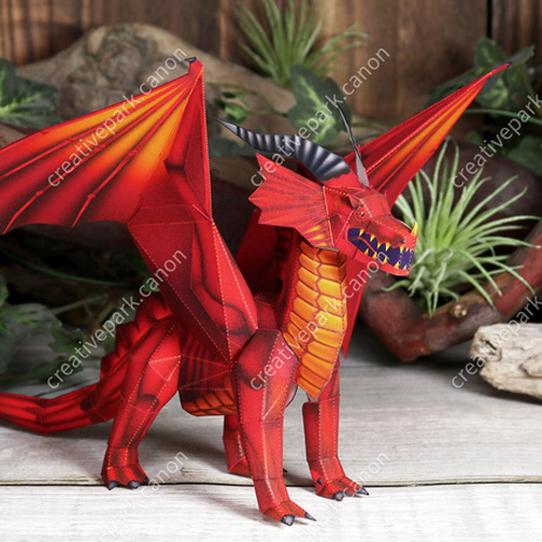 神话怪兽动物喷火龙3d立体纸模型DIY手工制作儿童益智折纸玩具