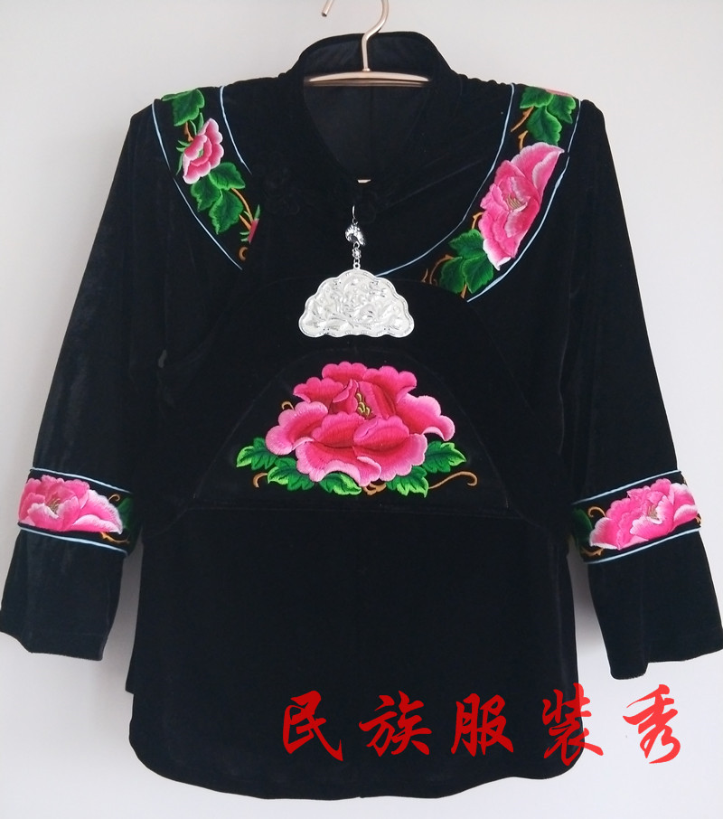 贵州黔东南雷山苗族传统黑色绣花便衣百搭上衣民族风装服装服饰