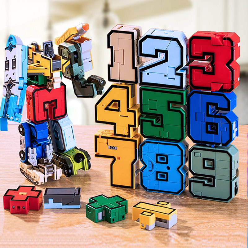 新乐新数字变形玩具大合体机器人套装儿童汽车恐龙男孩玩具正版