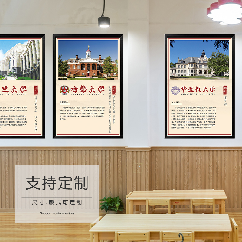 中国十大名校海报励志世界名校名牌大学简介校园教室布置装饰墙贴