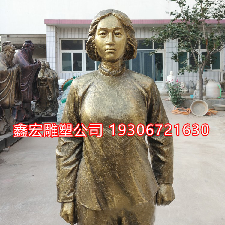 铸铜人物雕塑刘胡兰革命英雄红色文化烈士纪念肖像玻璃钢广场摆件