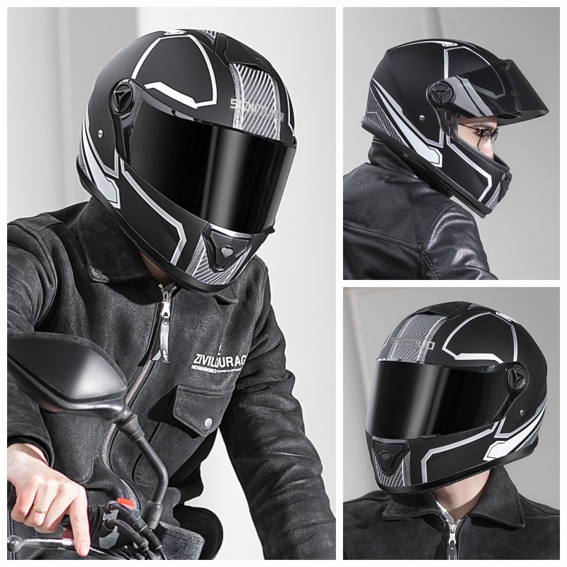 冬季全包头盔全面轻便式电动摩托车头灰盔女生四季款四分之三雨天