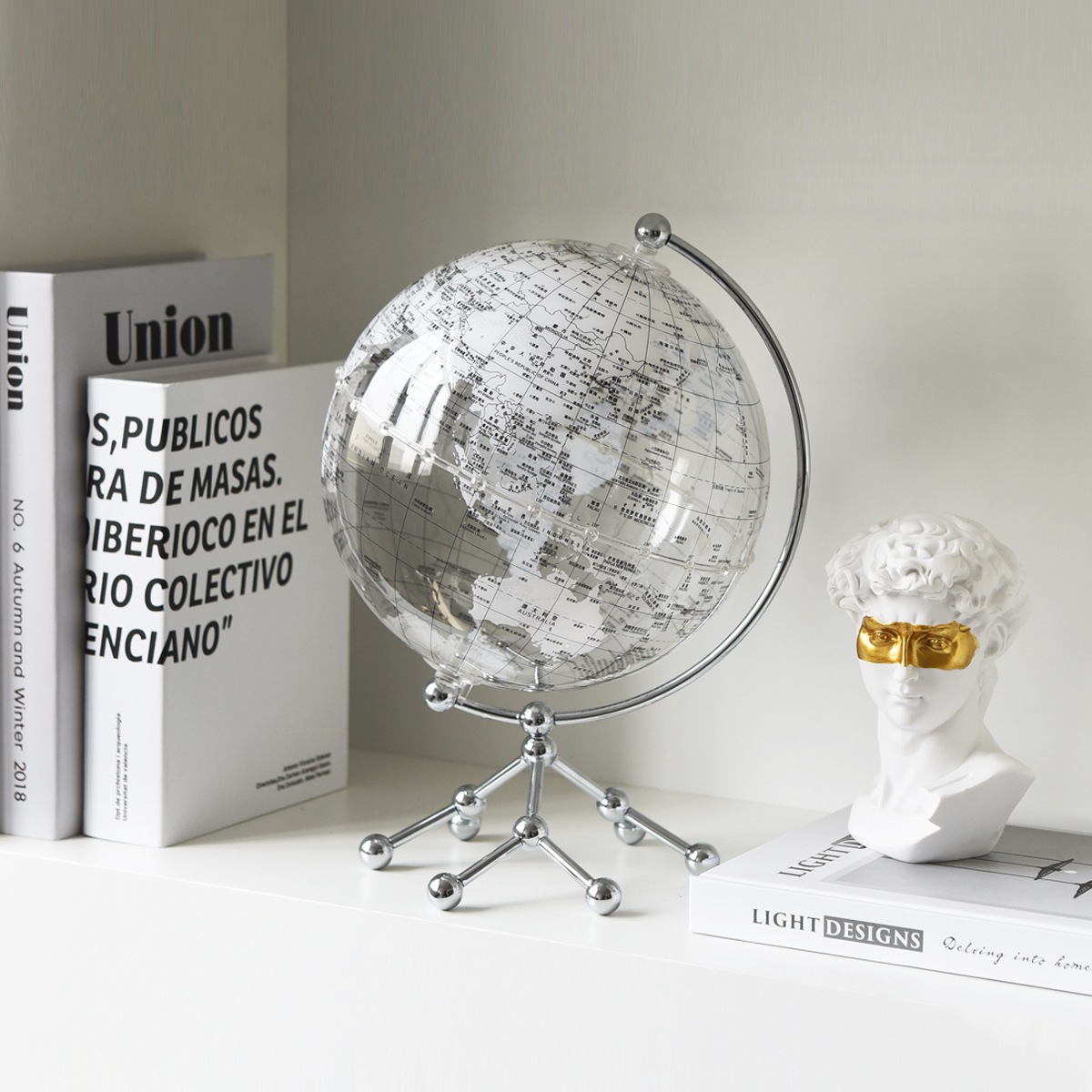 现代创意透明地球仪办公室书房桌面高级感艺术家居客厅装饰品摆件