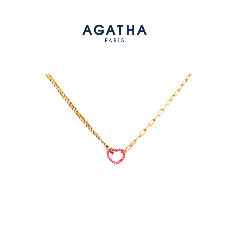 AGATHA瑷嘉莎以爱之名系列爱心项链小众设计锁骨链