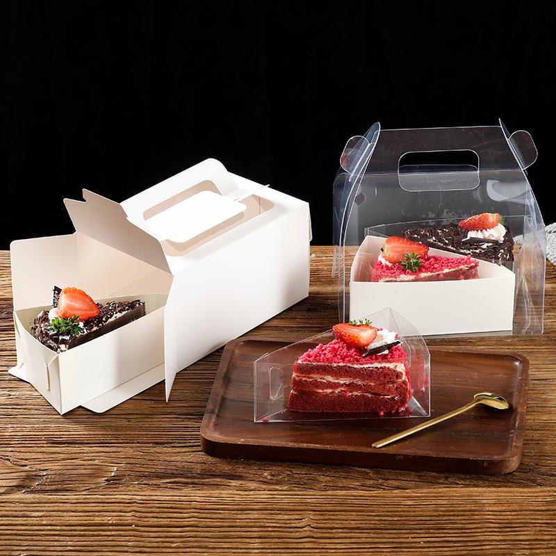 手提开窗慕斯蛋糕包装盒戚风千层切块盒法式西点蛋糕卷透明打包盒