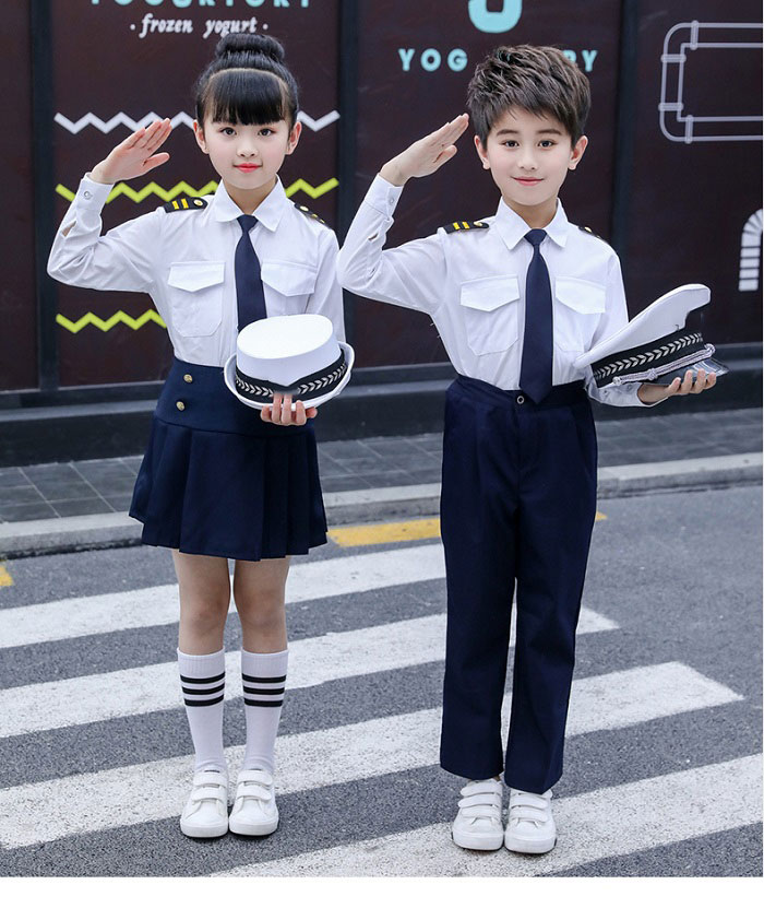 儿童小海军演出服飞行员服装幼儿园合唱服男女童空军机长制服套装