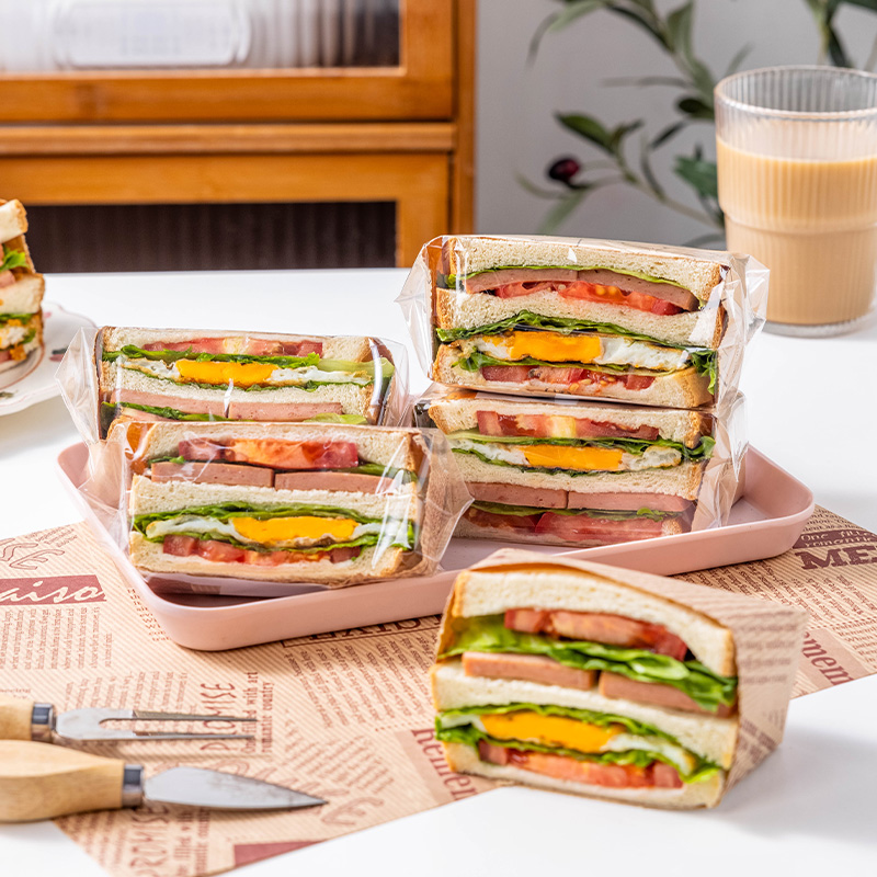 三明治包装纸加厚可微波商用自制汉堡饭团包装袋一次性烘焙油纸切