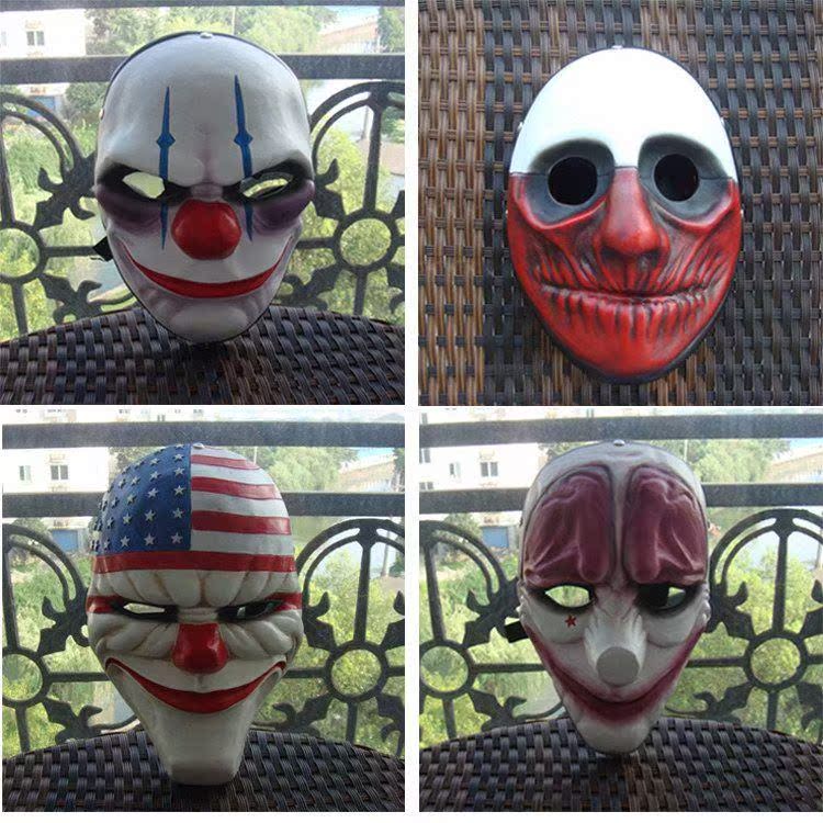 游戏收获日2面具cos万圣节 劫匪小丑joker动漫演男女乳胶恐怖面具