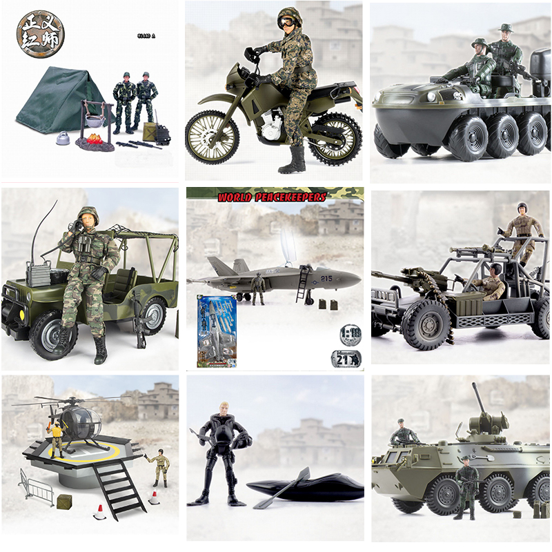 正义红师轰天勇将坦克飞机战斗机军事模型兵人可动1:18儿童玩具
