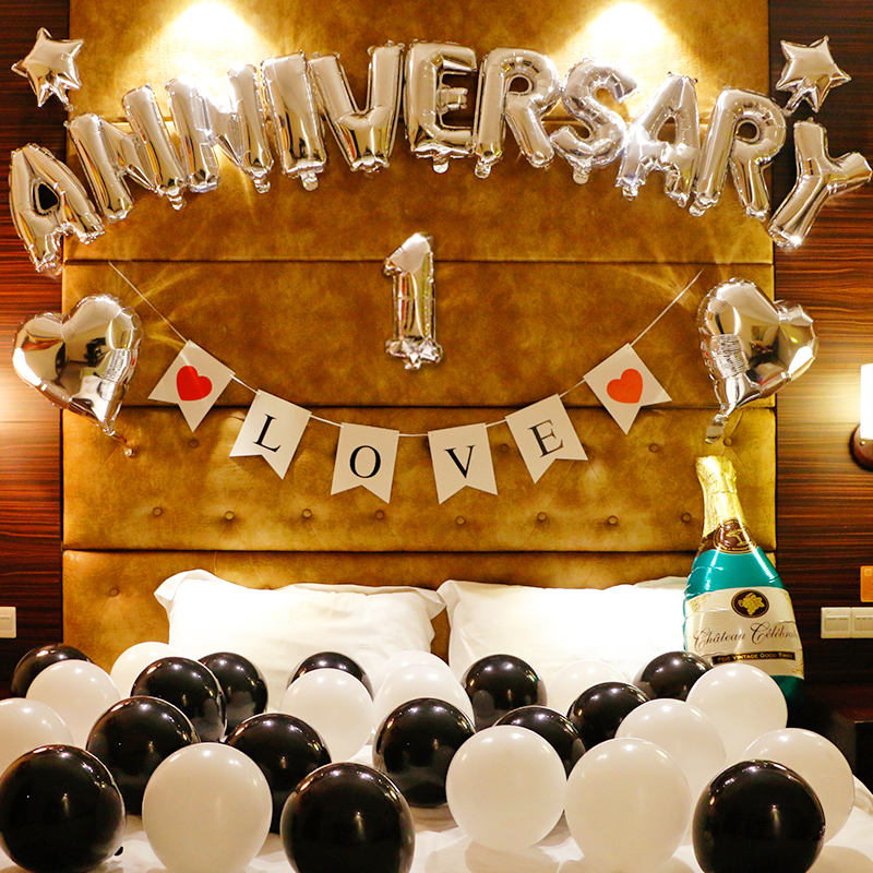 结婚三周年装饰用品情侣一周年房间浪漫惊喜100天纪念日布置气球