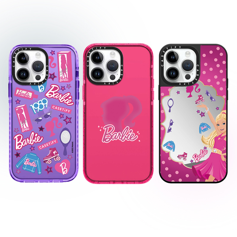 CASETi卡通联名粉色芭比Barbie头像适用苹果15pro手机壳iPhone13/12/11promax全包网红14Plus防摔保护套硬壳