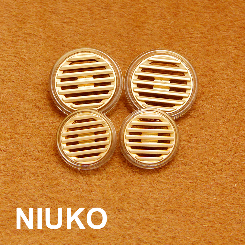 NIUKO 时尚条纹金属简约风格金属树脂双拼大衣纽扣子钮扣服装辅料