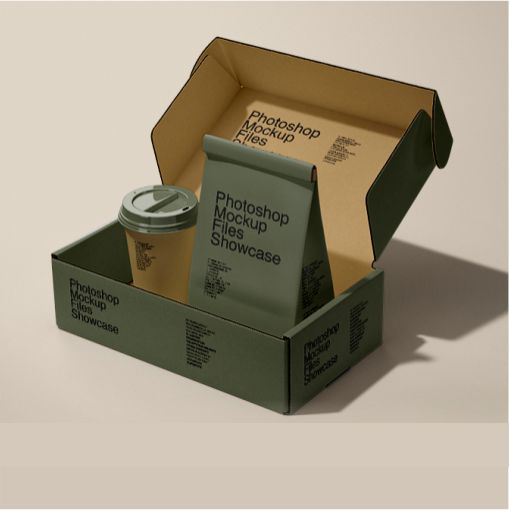 咖啡热饮纸杯打包袋外卖纸袋图案设计效果展示PS贴图样机素材