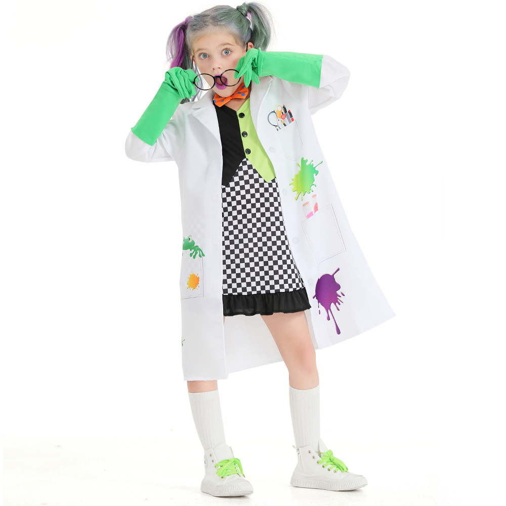 万圣节服装疯狂科学怪人女童职业演出服表演服 跨境cosplay服