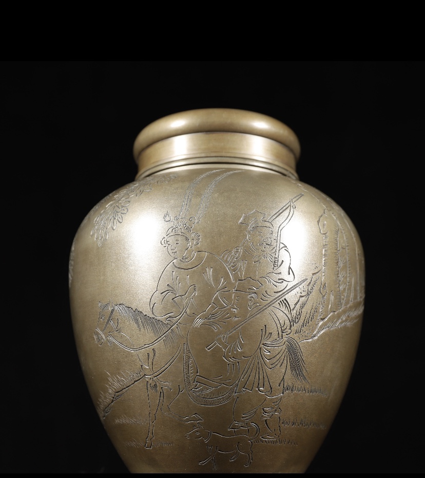 锡罐，老锡罐，乾茂自造诗文图画茶叶罐，重875克，高16.2厘米