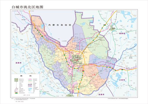 白城市洮北区地图水系河流湖泊交通行政区划旅游铁路地形卫星流域
