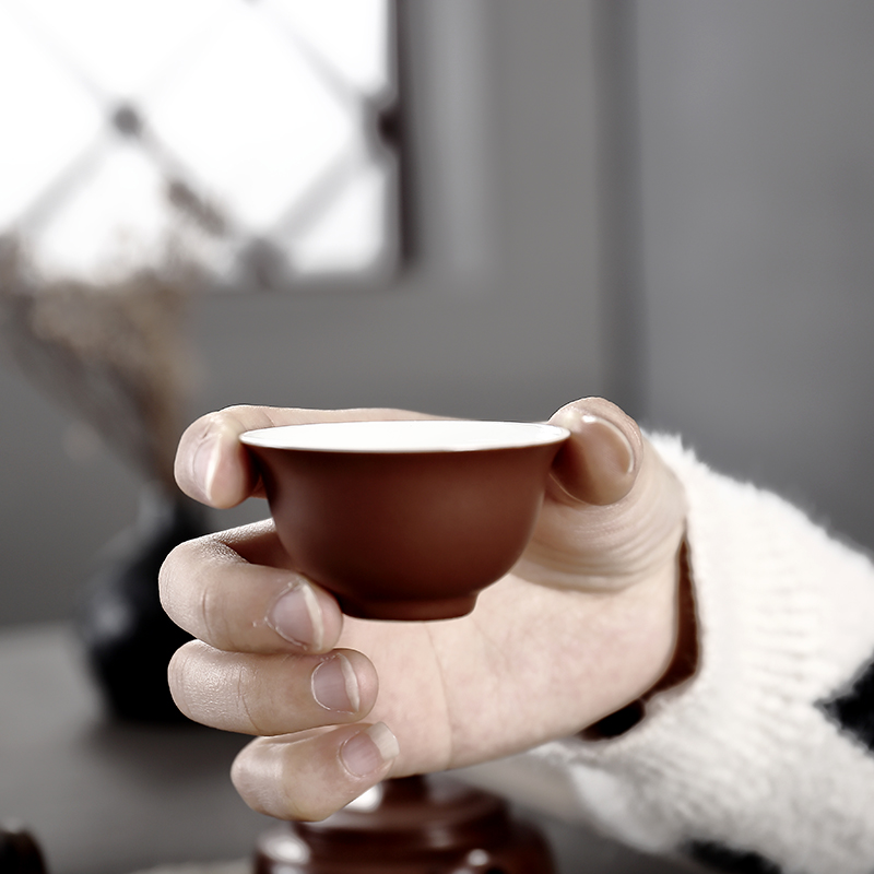 主人杯单杯陶瓷品茗杯茶具茶盏白瓷家用紫砂中式茶秣釉潮州茶杯